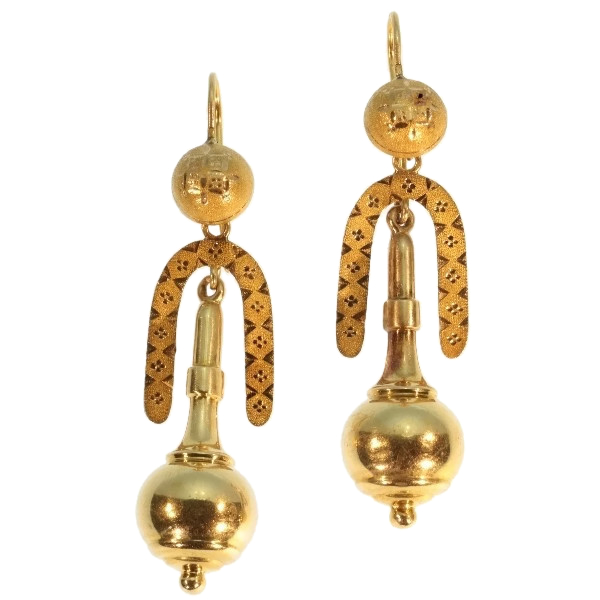 Victorian gold dangle earrings original box